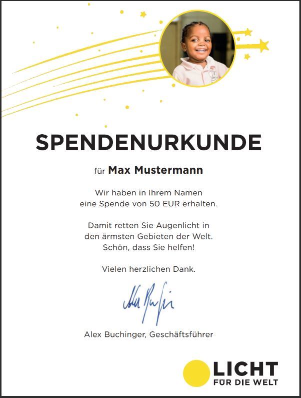 Spendenurkunde Muster